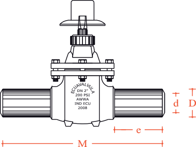 Válvula de compuerta sello de bronce extremos lisos largo